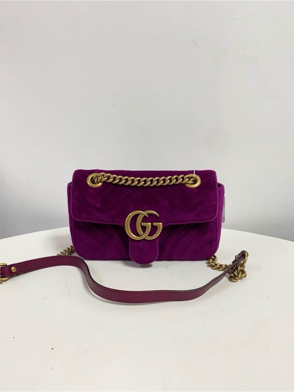 Gucci GG Marmont Velvet Crossbody Bag in Purple